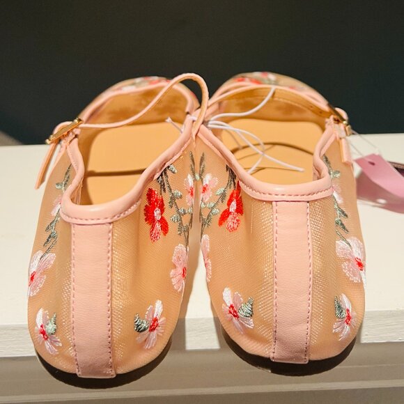 Wilde Fable Pink Embroidered Balletcore Embroidered Flats – Various Sizes - Picture 6 of 12